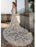 Beaded Strapless Lace Tulle Glitter Wedding Dress